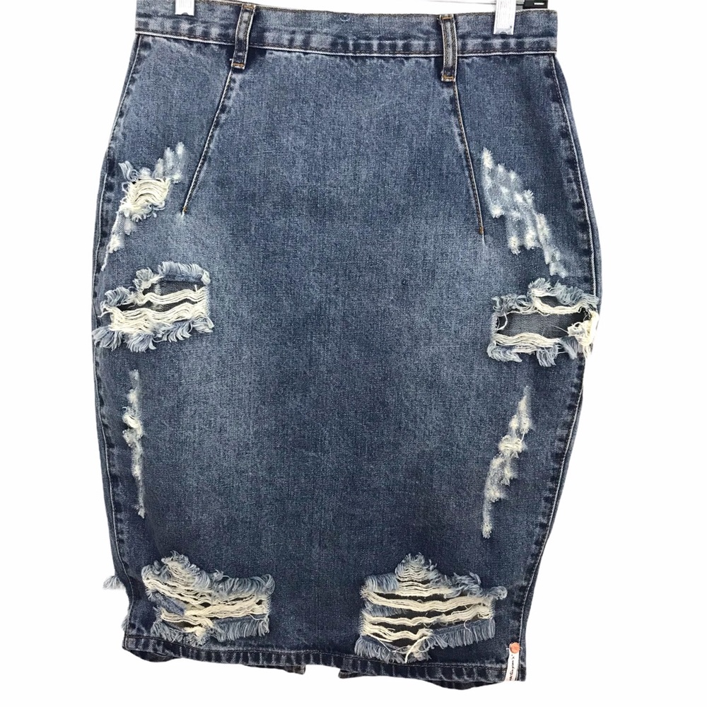 One Teaspoon Free Love Denim Jean Pencil Skirt